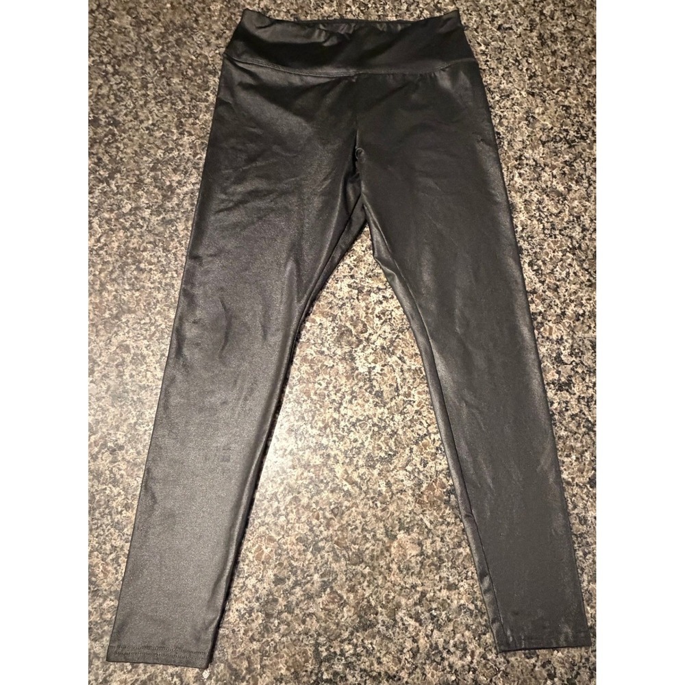 Wild Fable Womens Liquid Faux Leather High Rise Leggings Black M Metallic